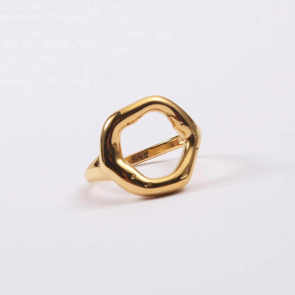 Gold stainless steel open-form irregular band, trendy contemporary design