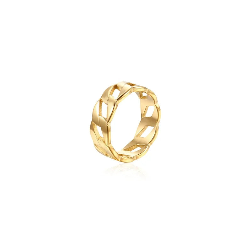 Gold stainless steel geometric band, 2mm width, minimalist design