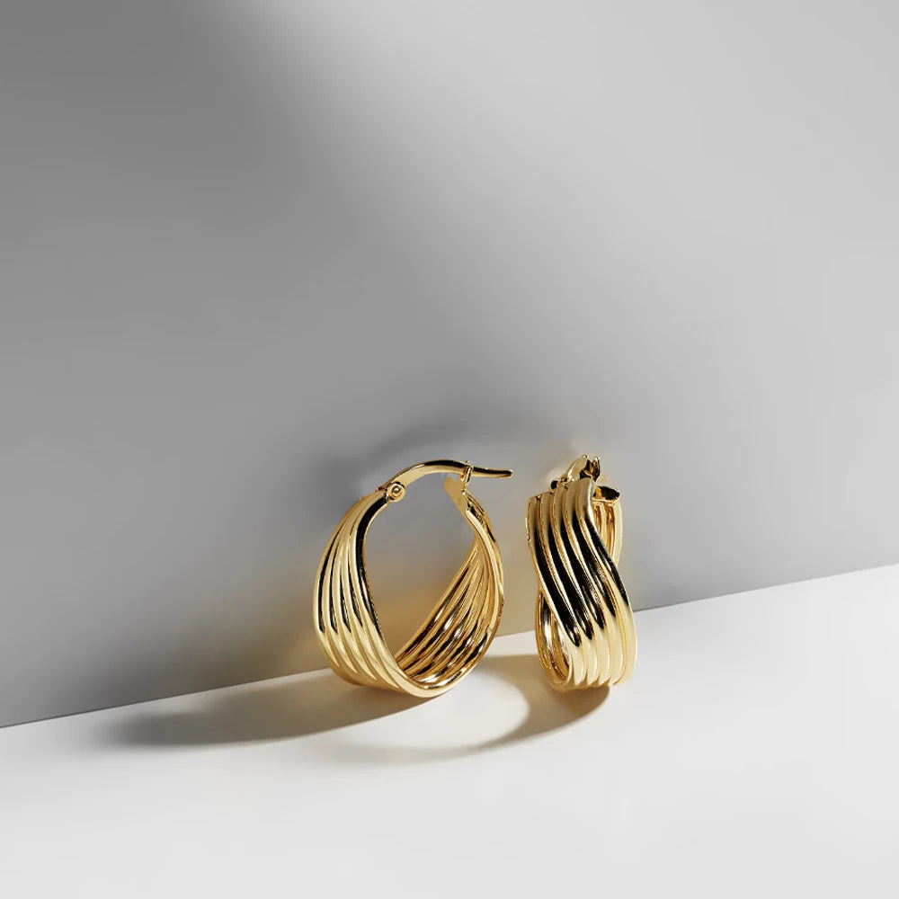 Hoops showing twist circle design and gold finish