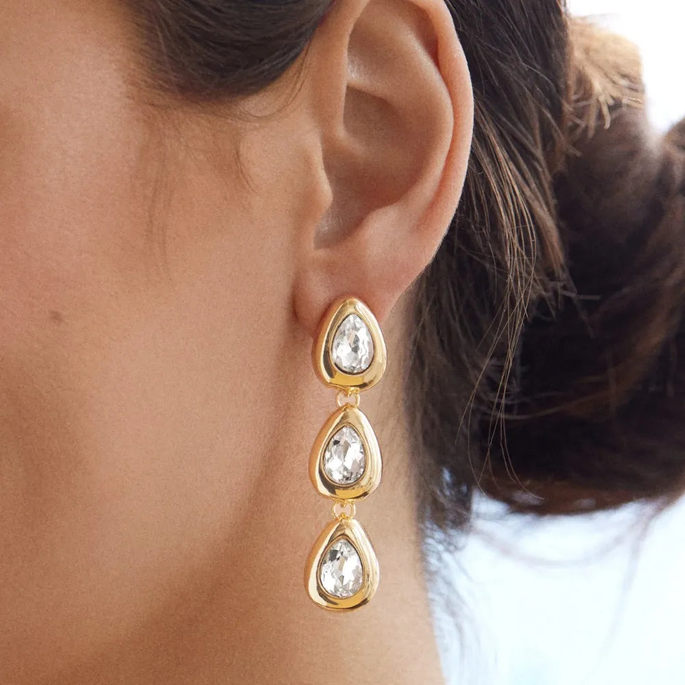 Showing cubic zirconia sparkle and gold plating