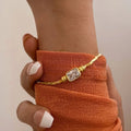 Vintage woven chain stainless steel bracelet on wrist