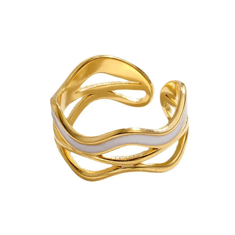 Beige and gold geometric band, invisible setting, 2mm width