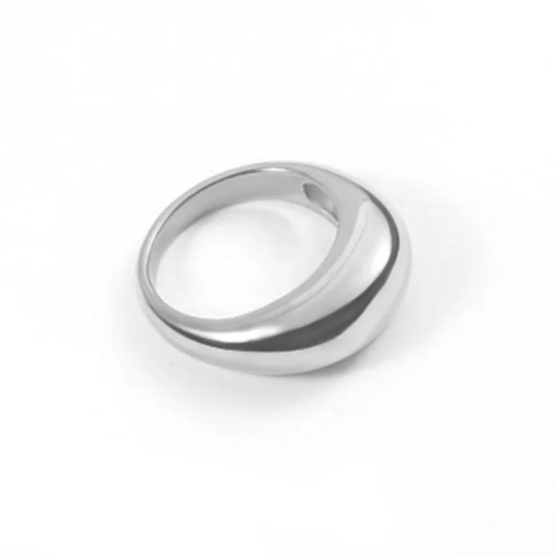 Silver stainless steel slim geometric band, 2mm width, minimalist design