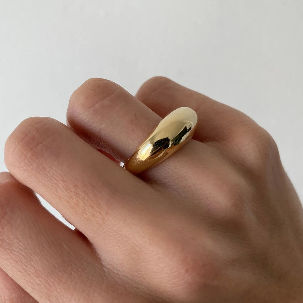 Gold stainless steel slim geometric band, 2mm width, minimalist design