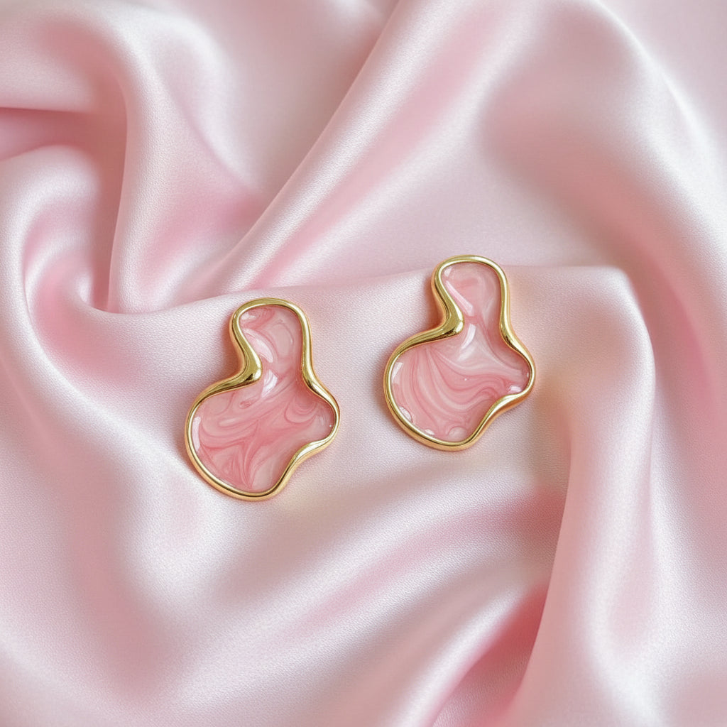 Inspired stud earring in pink