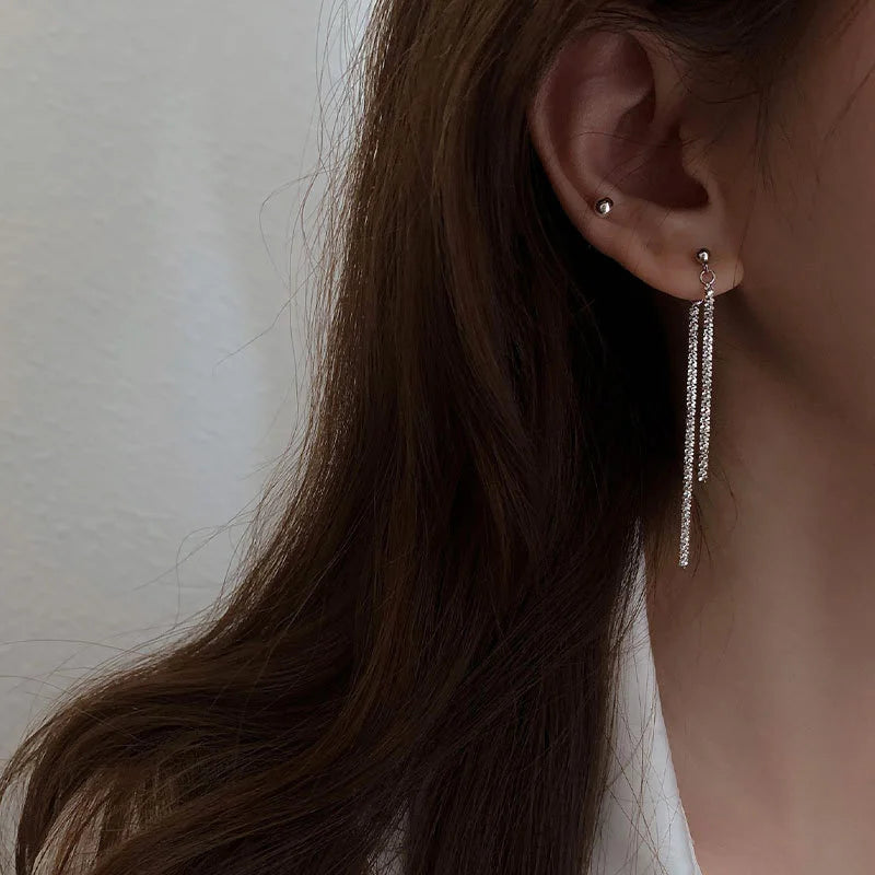Long tassel earrings in silver