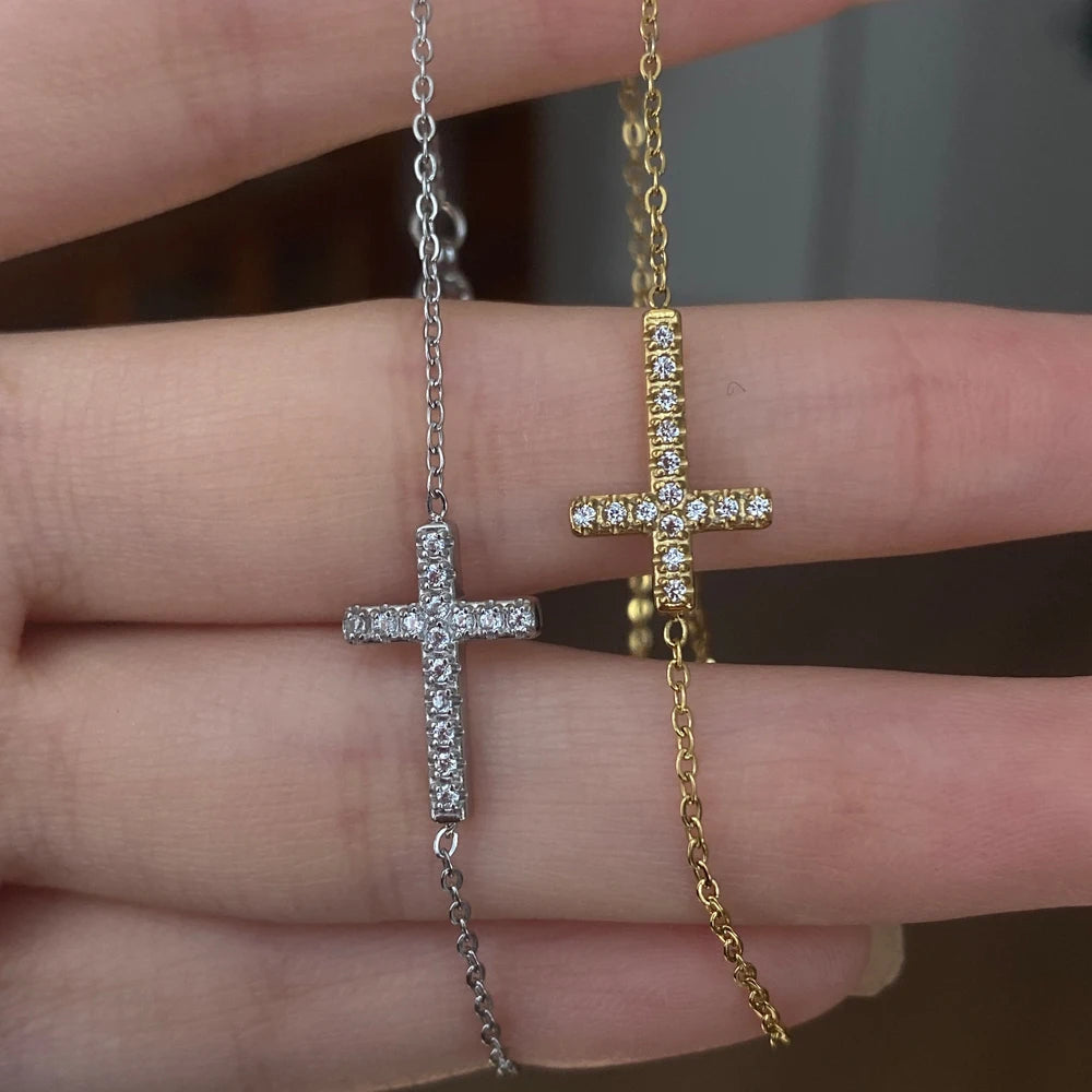 Elegant cross pattern bracelet by Allure & Aura