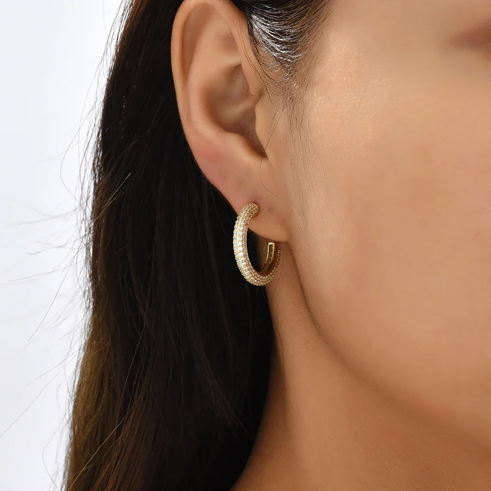 Hoop earring with cubic zirconia detail