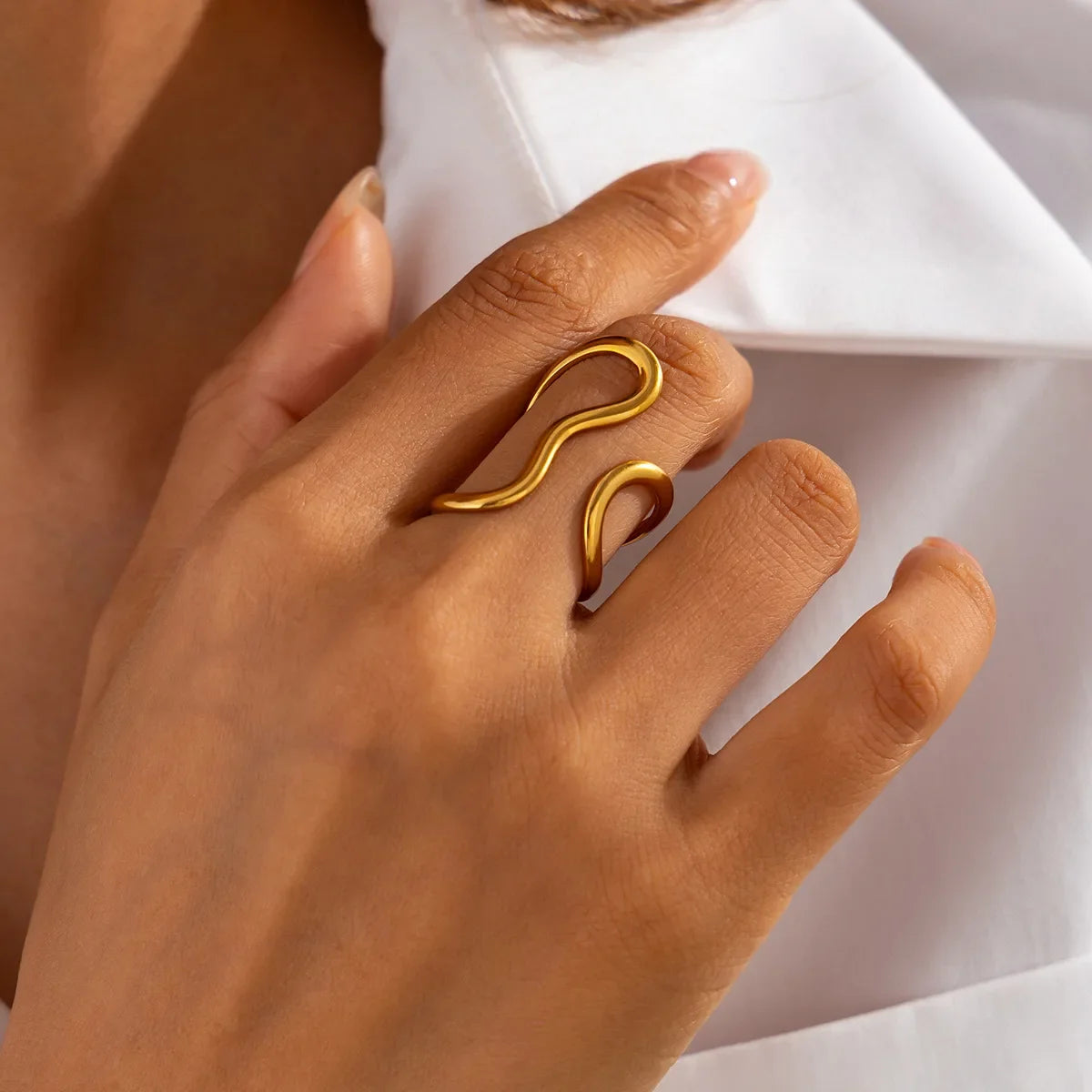Gold Style A geometric cocktail ring, bold statement design