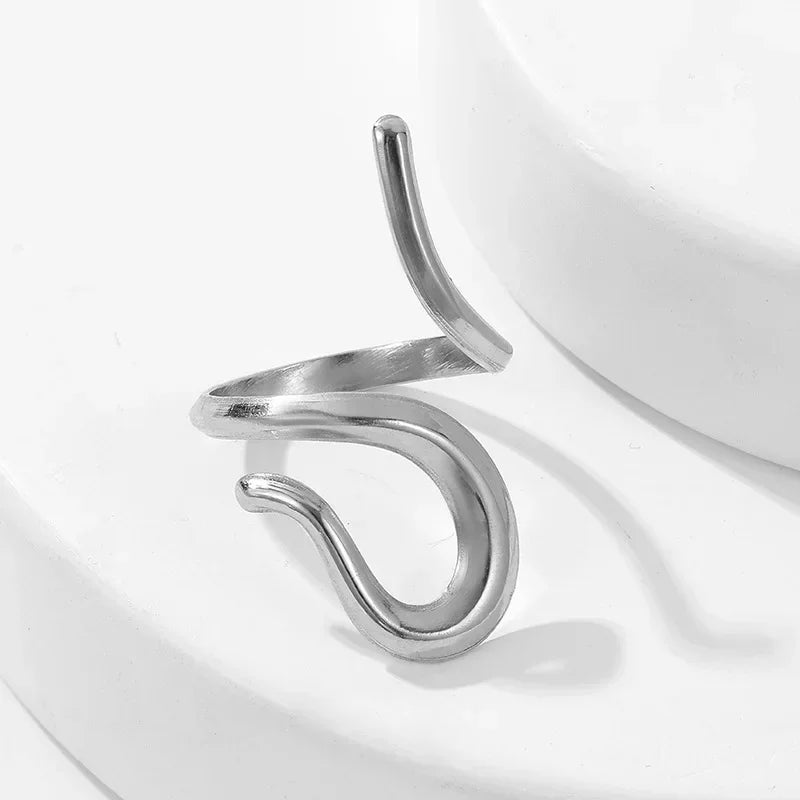 Silver Style B geometric cocktail ring, bold statement design