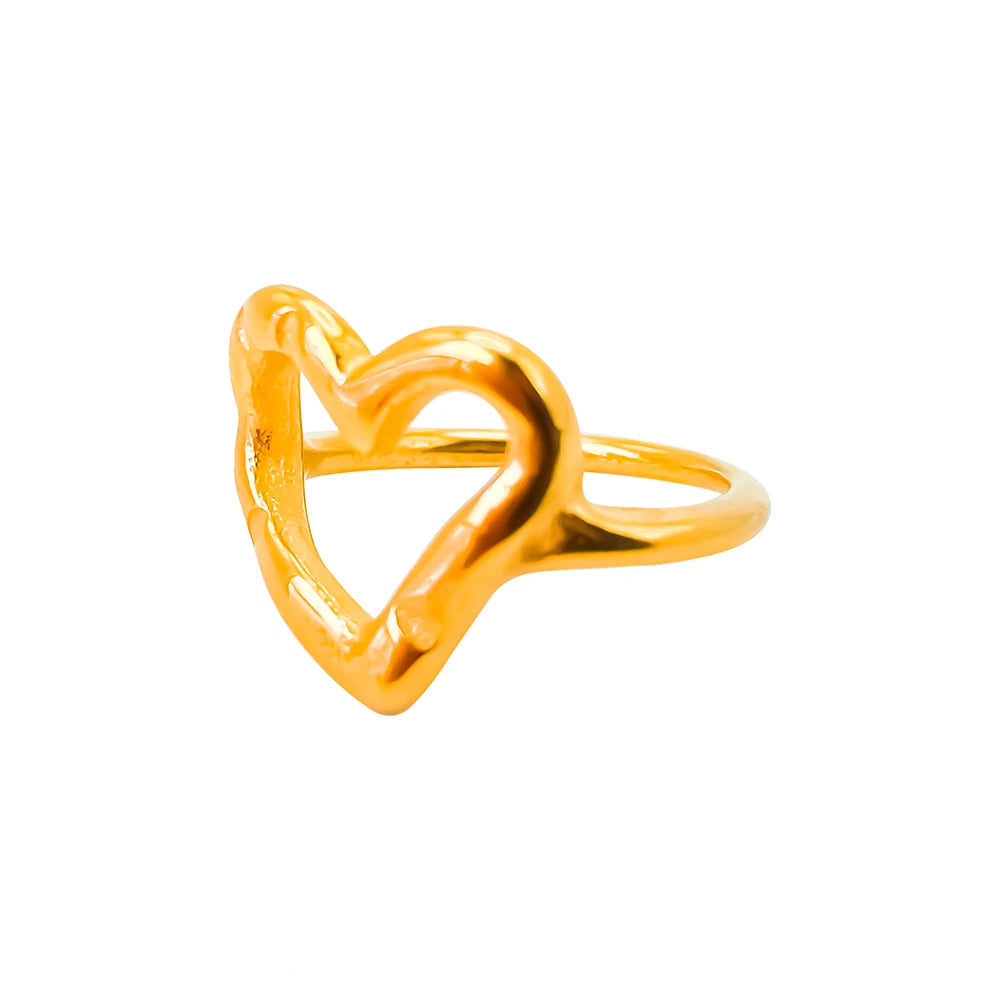 Gold stainless steel wide geometric band, minimalist statement design