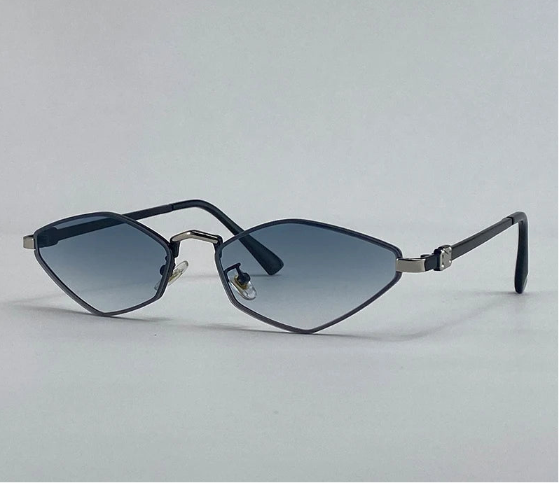 Valkyrie sunglasses in silver green and gray gradient lenses
