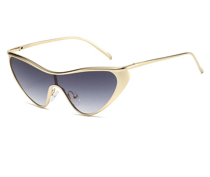 Velour oversized sunglasses in gold and gray gradient lenses